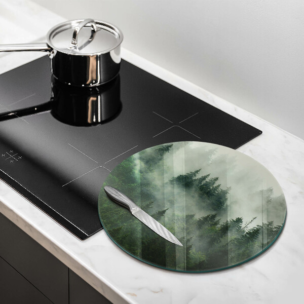 Steklena podloga za rezanje Meglena gozdna pokrajina