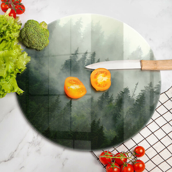 Steklena podloga za rezanje Meglena gozdna pokrajina