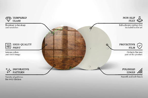 Steklena podloga za rezanje Lesene deske in listi