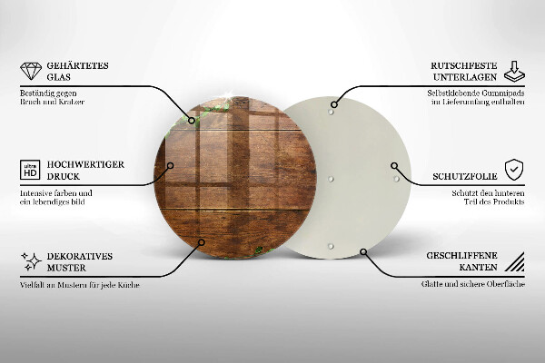 Steklena podloga za rezanje Lesene deske in listi