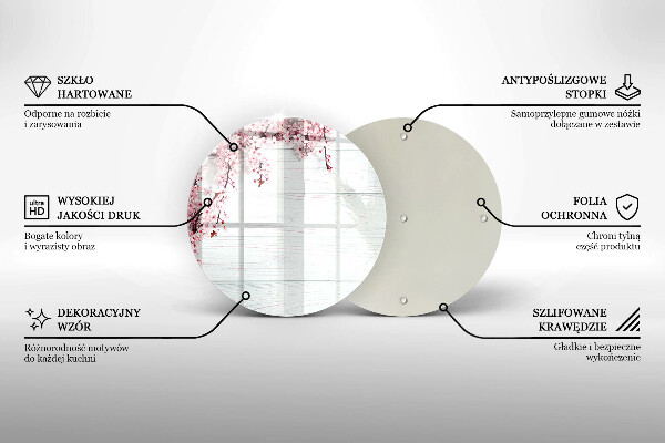 Steklena podloga za rezanje Rože na deskah
