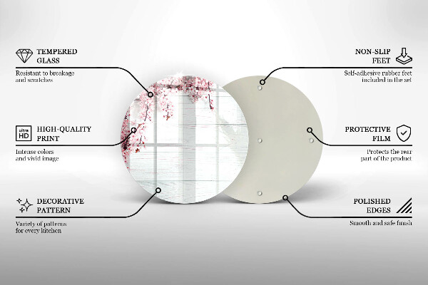 Steklena podloga za rezanje Rože na deskah