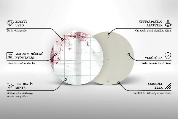 Steklena podloga za rezanje Rože na deskah
