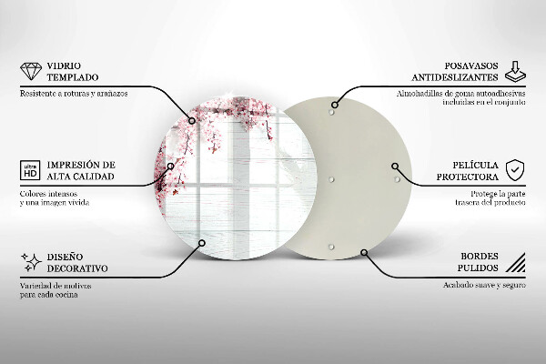 Steklena podloga za rezanje Rože na deskah