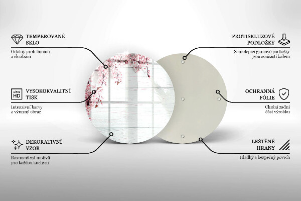 Steklena podloga za rezanje Rože na deskah