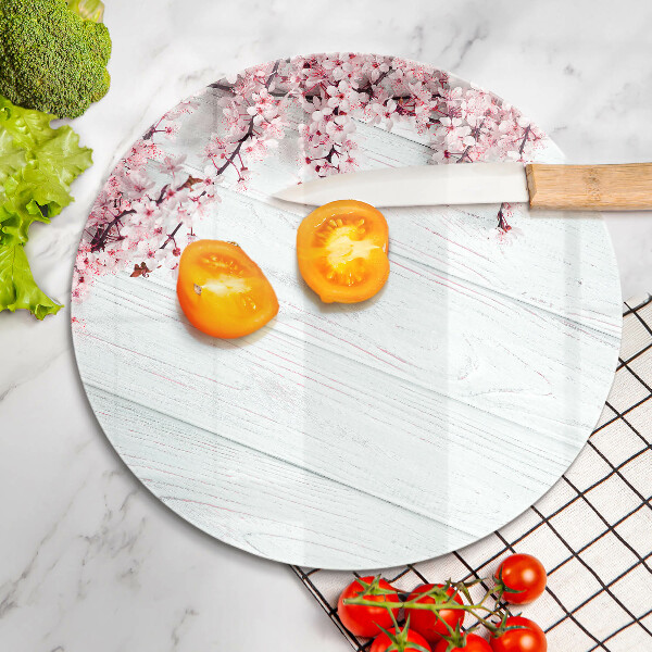 Steklena podloga za rezanje Rože na deskah