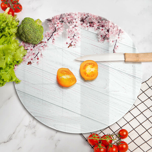 Steklena podloga za rezanje Rože na deskah