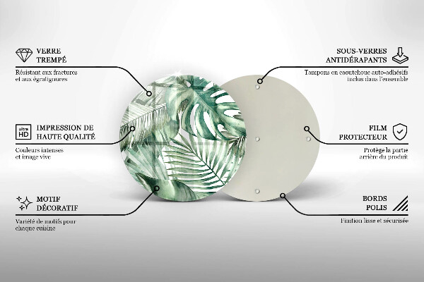 Steklena podloga za rezanje Poslikani listi