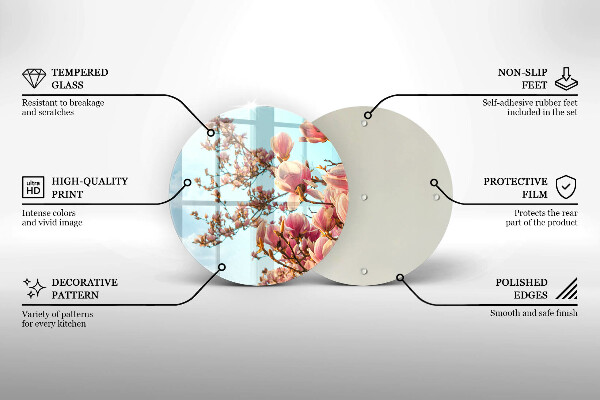 Steklena podloga za rezanje Drevo rožnatih cvetov