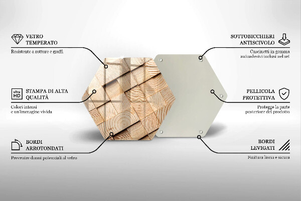 Steklena podloga za rezanje Leseni kvadrati