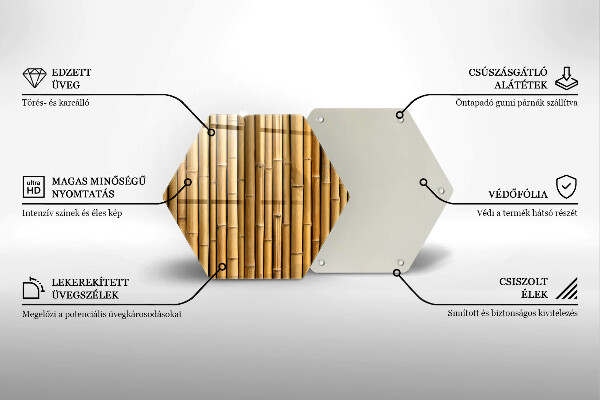 Steklena podloga za rezanje Naravni boho bambus