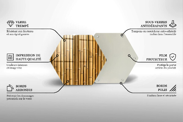 Steklena podloga za rezanje Naravni boho bambus