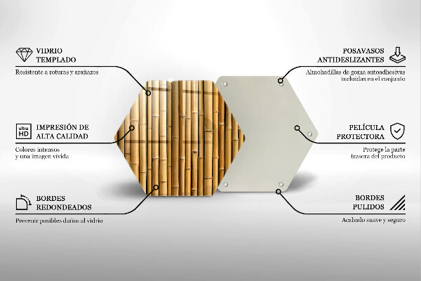 Steklena podloga za rezanje Naravni boho bambus