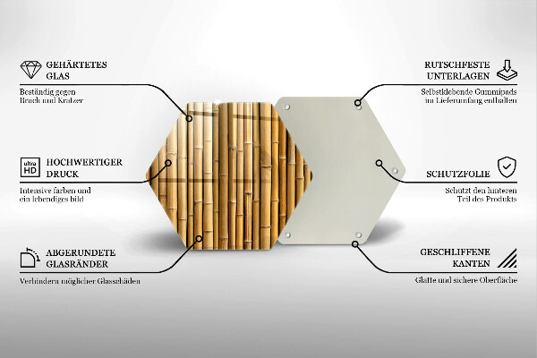 Steklena podloga za rezanje Naravni boho bambus