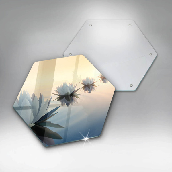 Steklena podloga za rezanje Cvetovi lilije na vodi