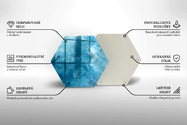 Steklena podloga za rezanje Modra voda