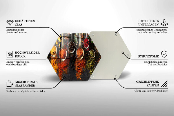 Steklena podloga za rezanje Žlice z začimbami