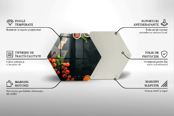 Steklena podloga za rezanje češnjev paradižnik