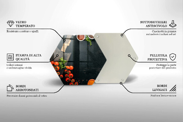 Steklena podloga za rezanje češnjev paradižnik