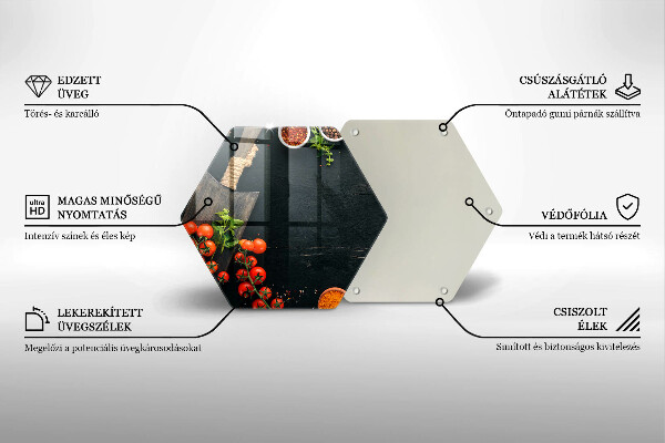 Steklena podloga za rezanje češnjev paradižnik