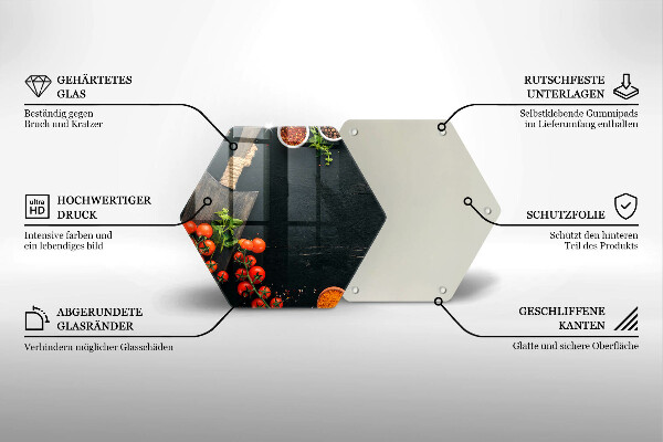 Steklena podloga za rezanje češnjev paradižnik