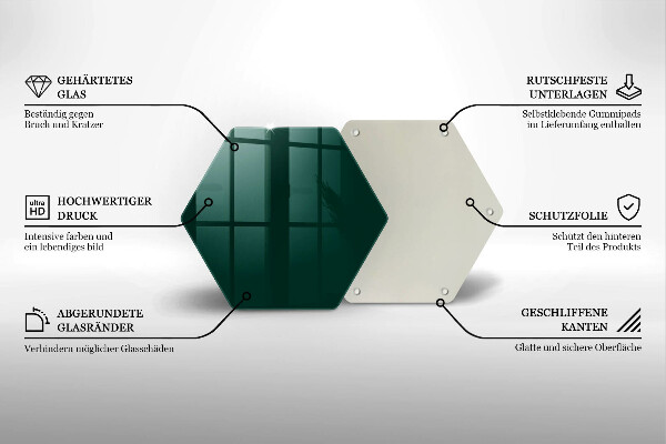 Steklena podloga za rezanje Zelena barva