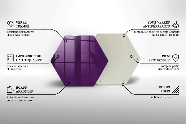 Steklena podloga za rezanje Vijolična barva