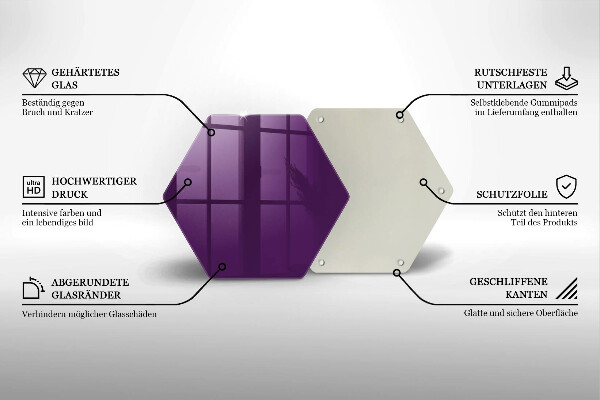 Steklena podloga za rezanje Vijolična barva