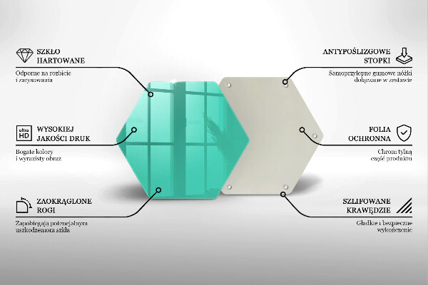 Steklena podloga za rezanje Zelena barva