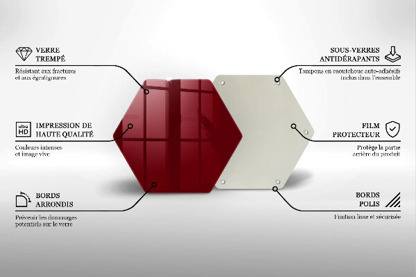Steklena podloga za rezanje Bordo barva