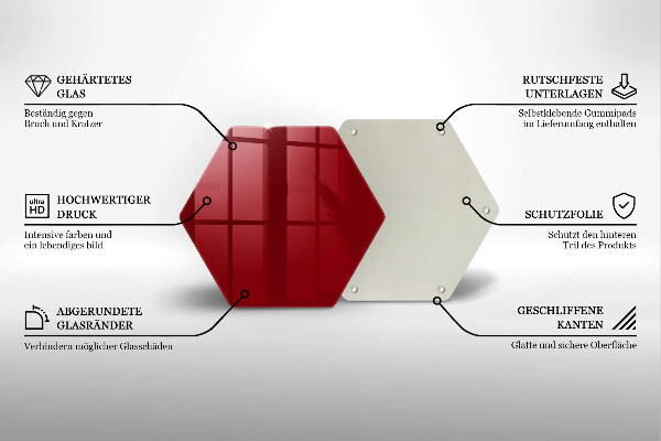 Steklena podloga za rezanje Rdeča barva