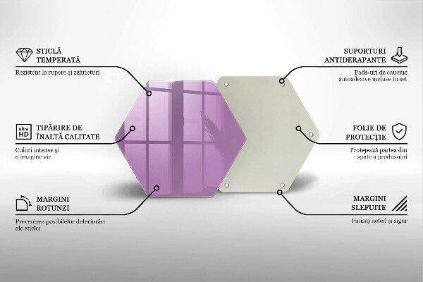 Steklena podloga za rezanje Vijolična barva