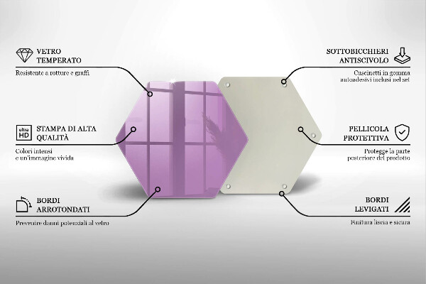 Steklena podloga za rezanje Vijolična barva