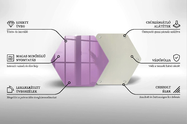 Steklena podloga za rezanje Vijolična barva