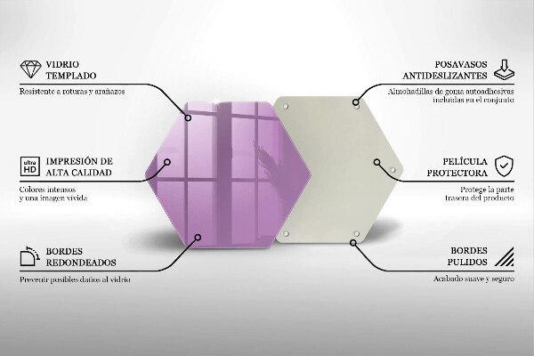 Steklena podloga za rezanje Vijolična barva