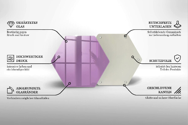 Steklena podloga za rezanje Vijolična barva
