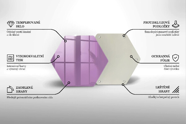 Steklena podloga za rezanje Vijolična barva