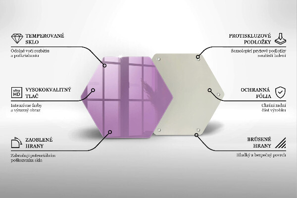 Steklena podloga za rezanje Vijolična barva