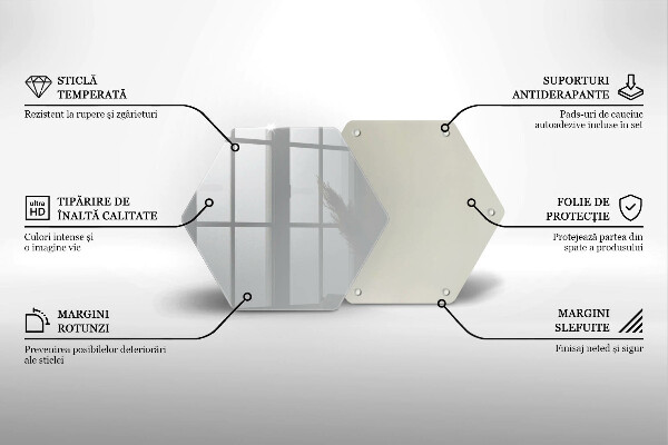 Steklena podloga za rezanje Siva barva