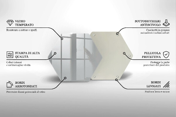 Steklena podloga za rezanje Siva barva