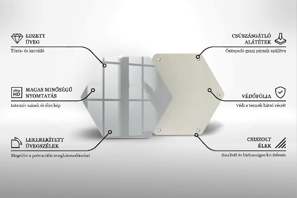 Steklena podloga za rezanje Siva barva