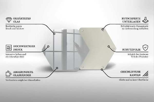 Steklena podloga za rezanje Siva barva