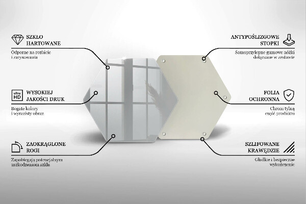 Steklena podloga za rezanje Siva barva