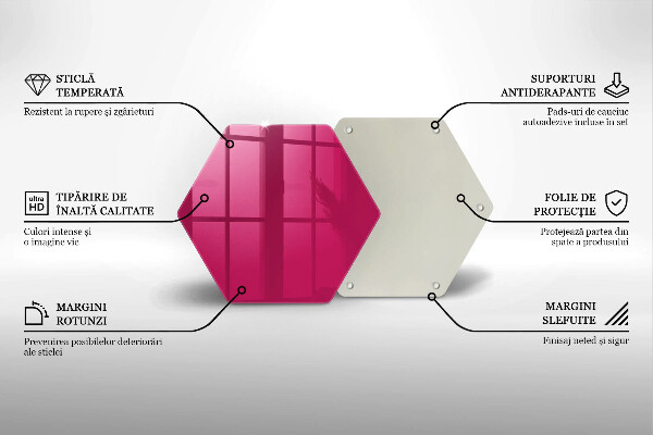 Steklena podloga za rezanje Roza barva