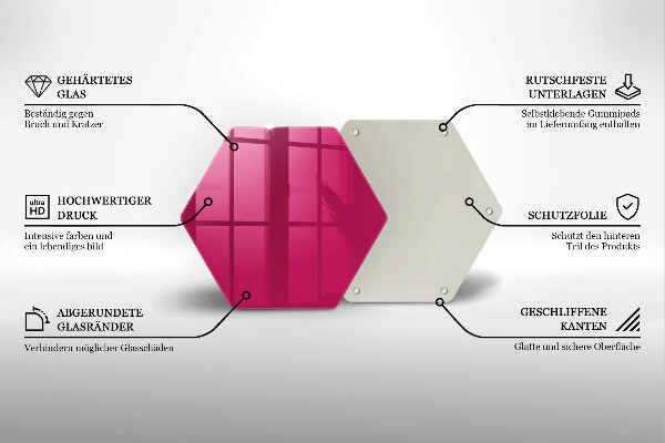Steklena podloga za rezanje Roza barva