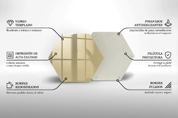 Steklena podloga za rezanje Bež barva