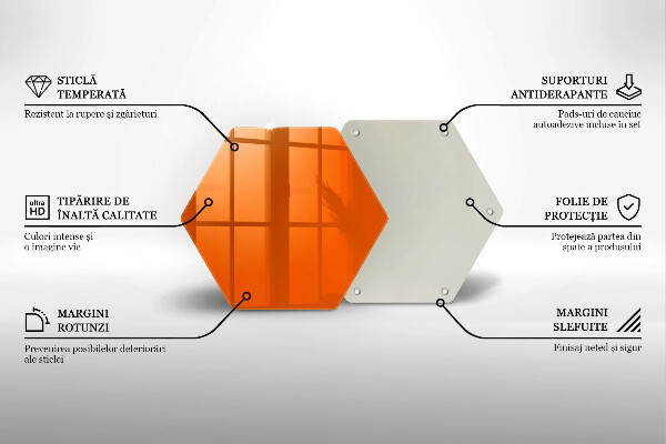 Steklena podloga za rezanje oranžna barva