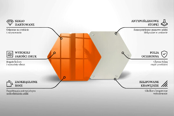 Steklena podloga za rezanje oranžna barva