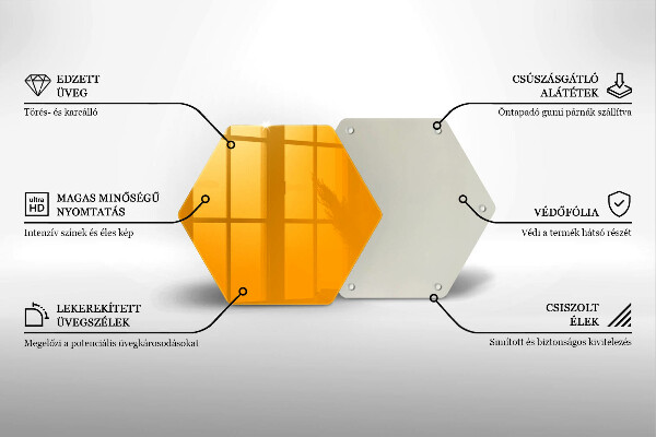 Steklena podloga za rezanje Temno rumene barve