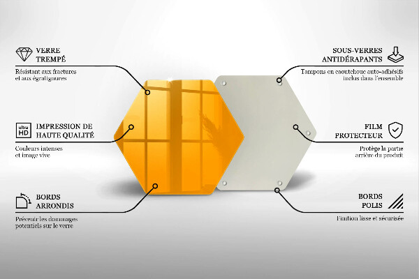 Steklena podloga za rezanje Temno rumene barve